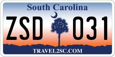 SC license plate ZSD031