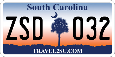 SC license plate ZSD032