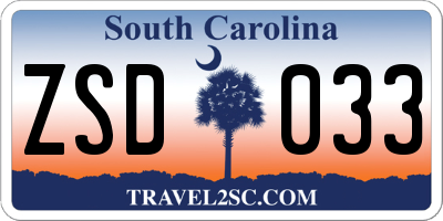 SC license plate ZSD033