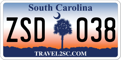 SC license plate ZSD038