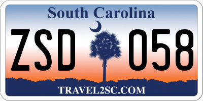 SC license plate ZSD058