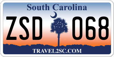 SC license plate ZSD068