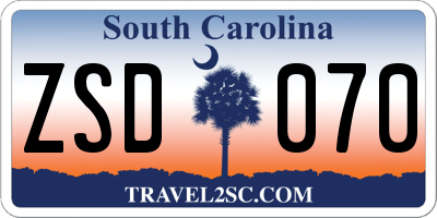 SC license plate ZSD070