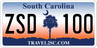 SC license plate ZSD100