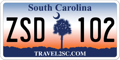 SC license plate ZSD102