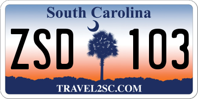 SC license plate ZSD103