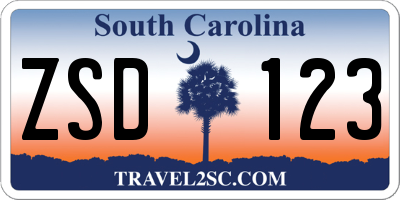 SC license plate ZSD123