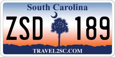 SC license plate ZSD189