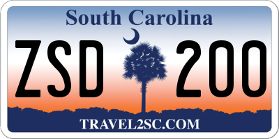 SC license plate ZSD200