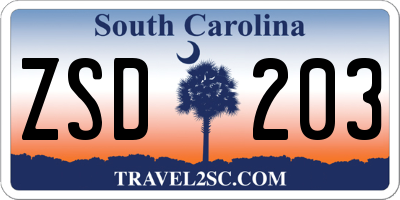 SC license plate ZSD203
