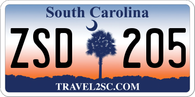 SC license plate ZSD205