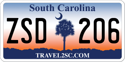 SC license plate ZSD206