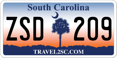 SC license plate ZSD209