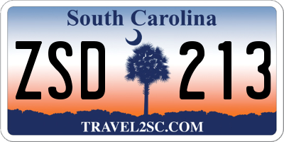 SC license plate ZSD213