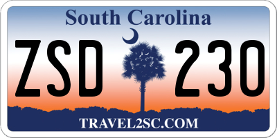 SC license plate ZSD230