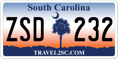 SC license plate ZSD232