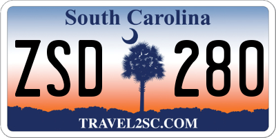 SC license plate ZSD280