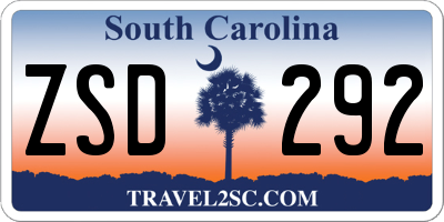 SC license plate ZSD292