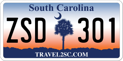 SC license plate ZSD301