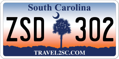 SC license plate ZSD302