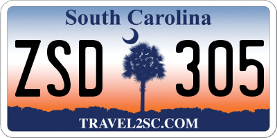 SC license plate ZSD305