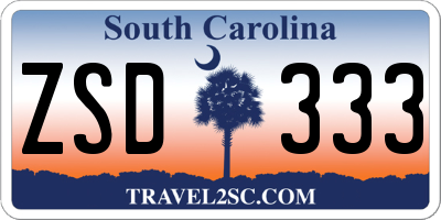 SC license plate ZSD333