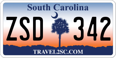 SC license plate ZSD342