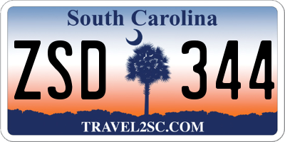 SC license plate ZSD344