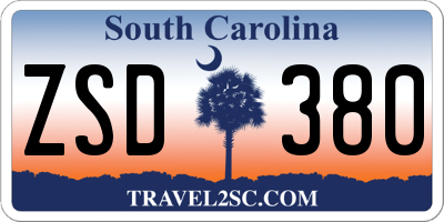 SC license plate ZSD380