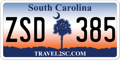 SC license plate ZSD385