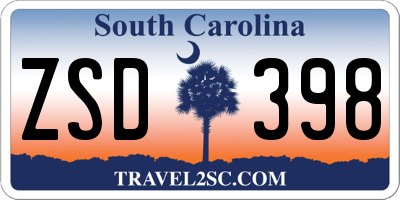 SC license plate ZSD398
