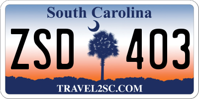 SC license plate ZSD403