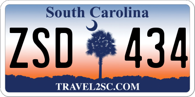 SC license plate ZSD434