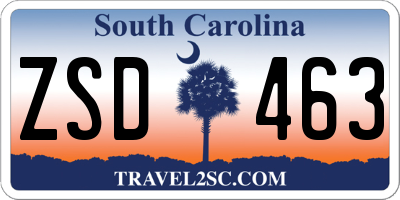 SC license plate ZSD463