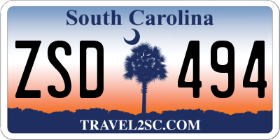 SC license plate ZSD494