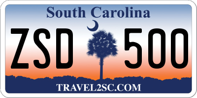 SC license plate ZSD500