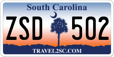 SC license plate ZSD502