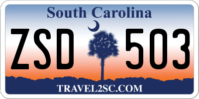 SC license plate ZSD503