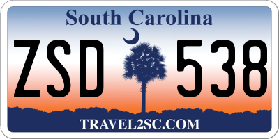 SC license plate ZSD538