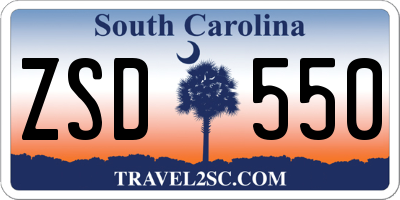 SC license plate ZSD550