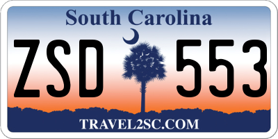 SC license plate ZSD553