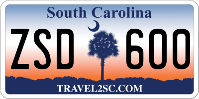 SC license plate ZSD600