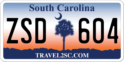 SC license plate ZSD604