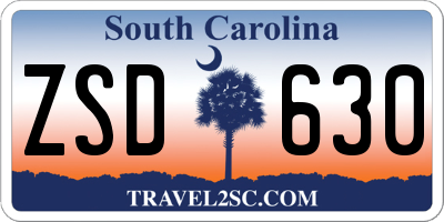 SC license plate ZSD630