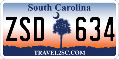 SC license plate ZSD634