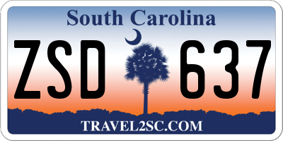 SC license plate ZSD637