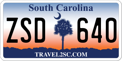 SC license plate ZSD640
