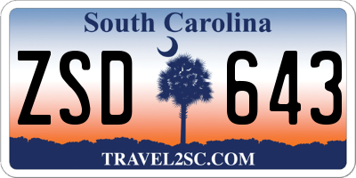 SC license plate ZSD643