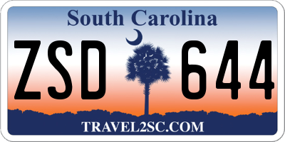 SC license plate ZSD644