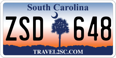 SC license plate ZSD648